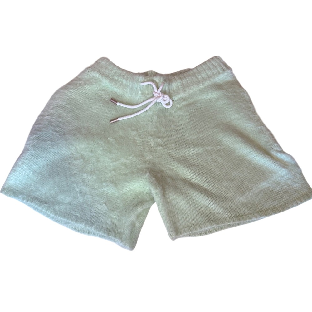 MNML Mens Fuzzy Knit Shorts Mint Green Drawstring Loungewear Size Medium Cozy